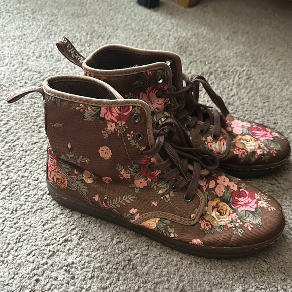 Dr. Martens Brown Floral High-Top Sneakers - Picture 2 of 6